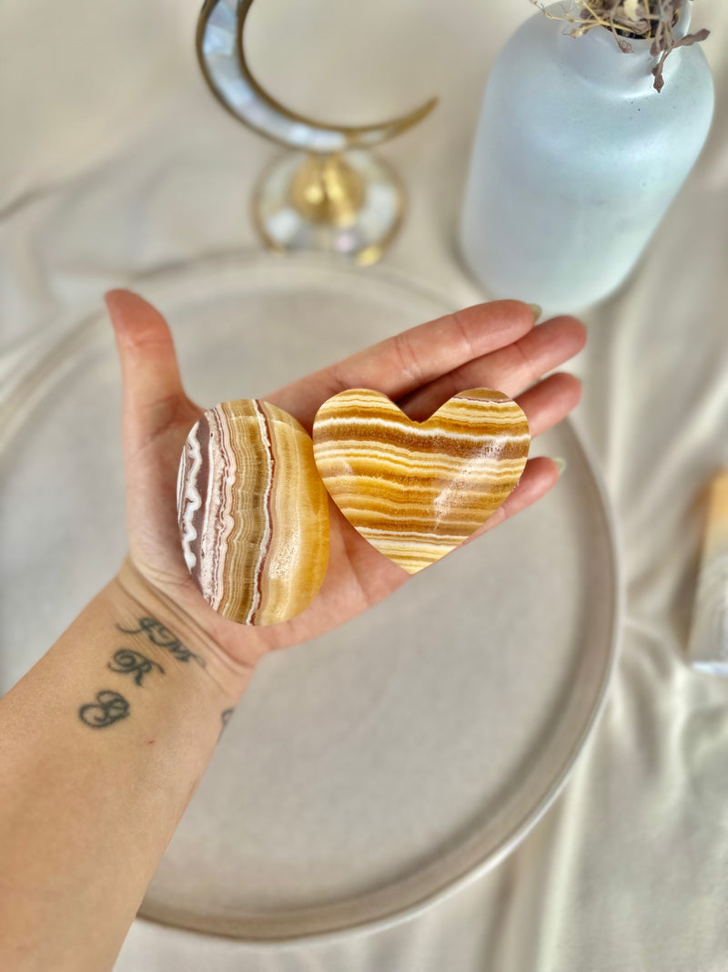 Coeur | Pierre de paume | Calcite Orange