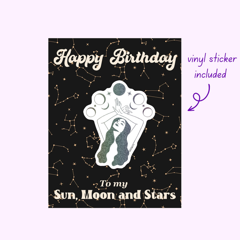 Carte de fête | Sun, Moon and Star