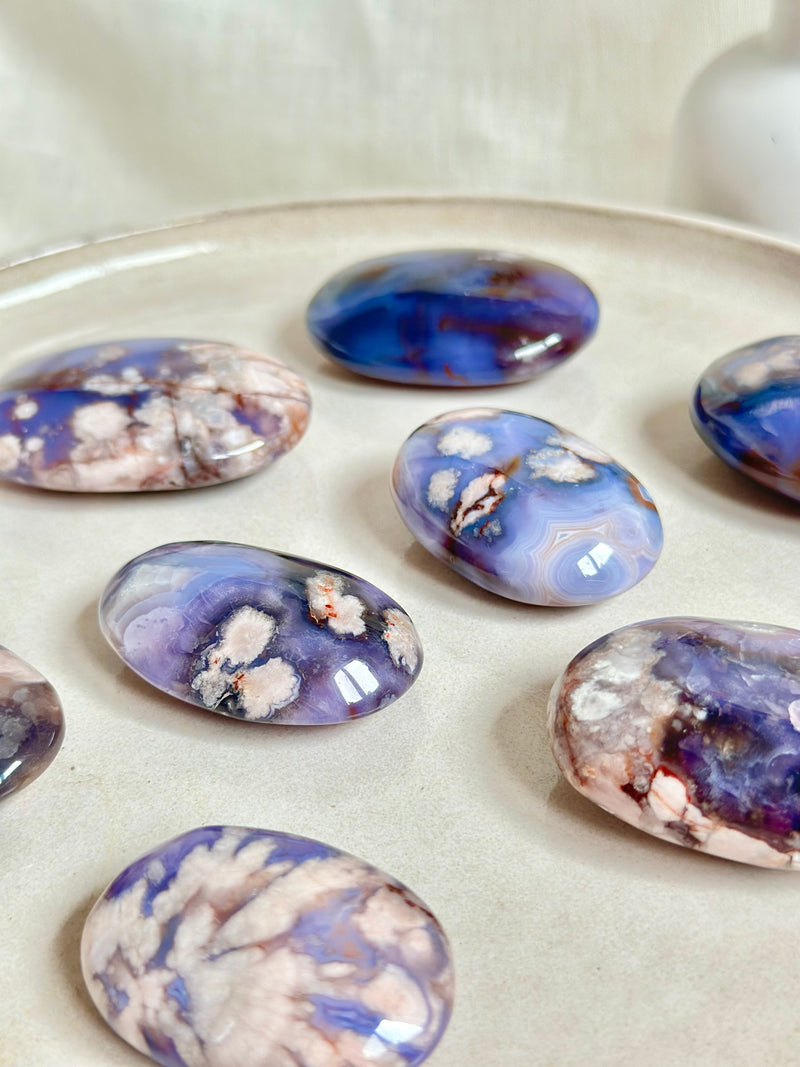 Pierre de paume |  Agate Fleur Bleue