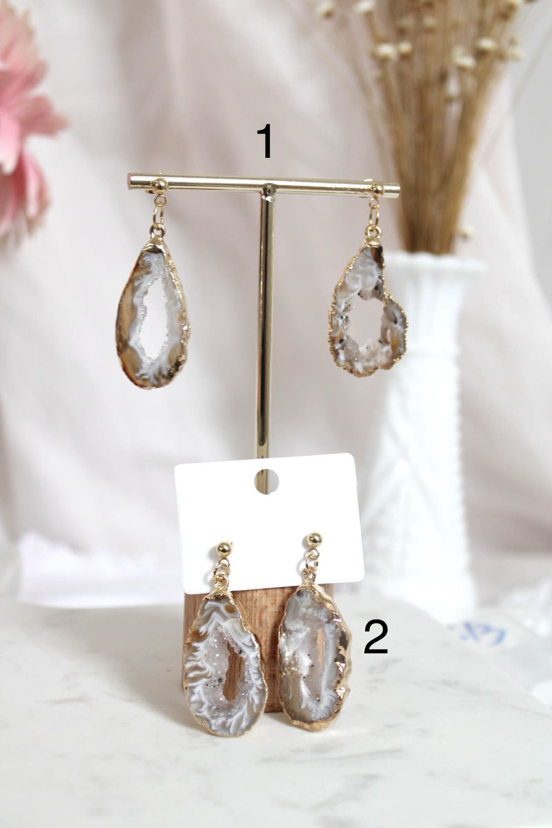 Boucle d’oreille | Géode d’agate