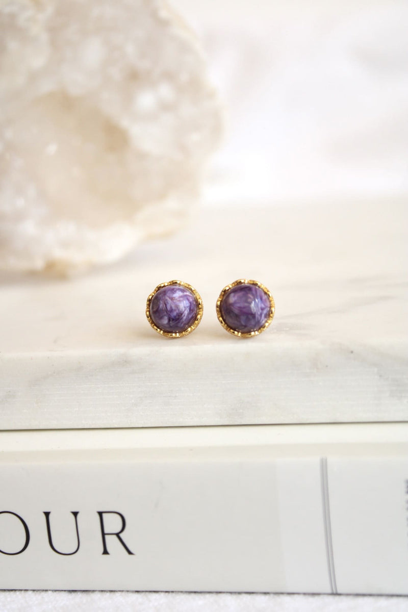 Boucles d'oreilles | Charoïte