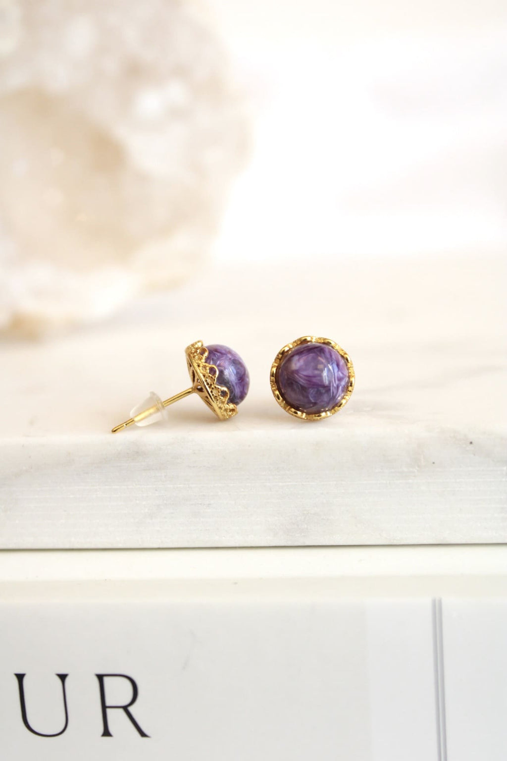 Boucles d'oreilles | Charoïte