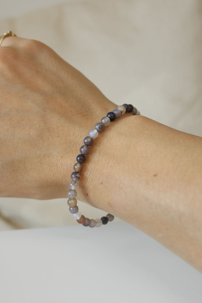 Bracelet | Agate grise | 4mm