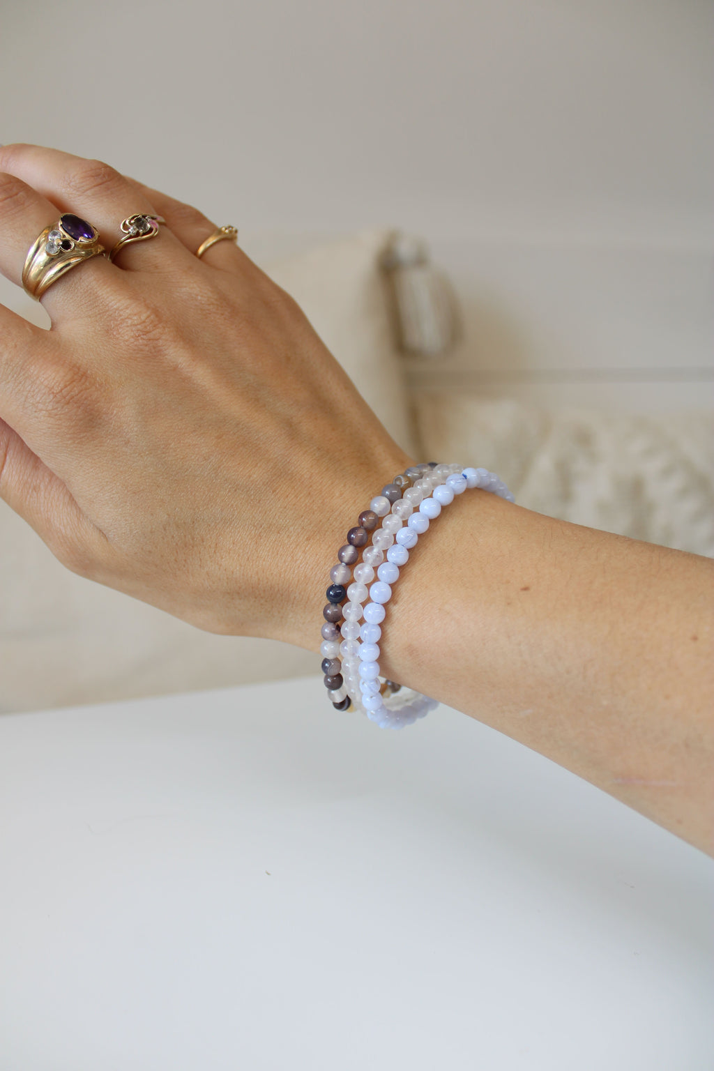 Bracelet | Agate grise | 4mm