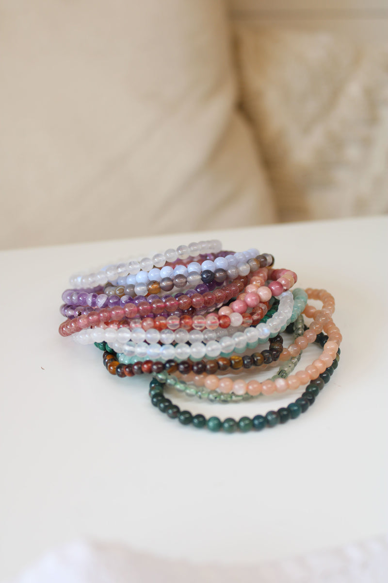 Bracelet | Pierre de lune pêche | 4mm
