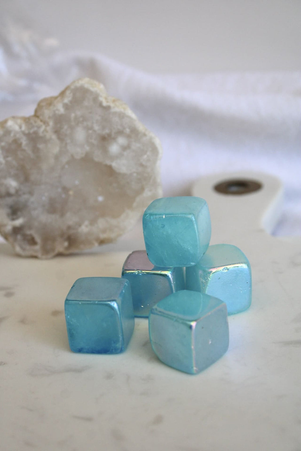 Cube | Quartz rose & quartz clair aura