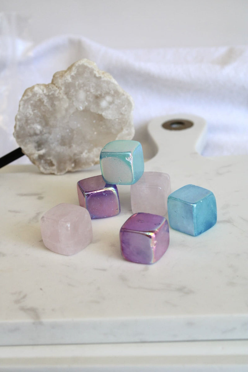 Cube | Quartz rose & quartz clair aura