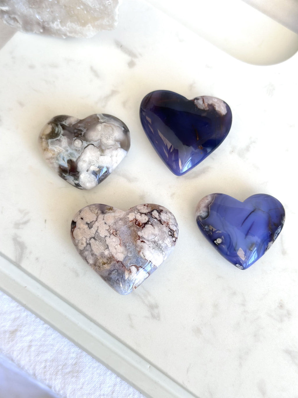 Cœur | Agate fleur bleue