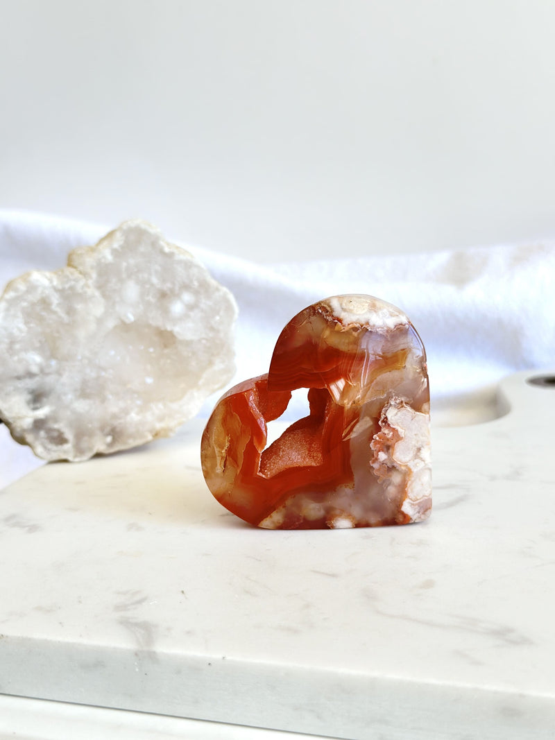 Cœur | Cornaline x agate fleur