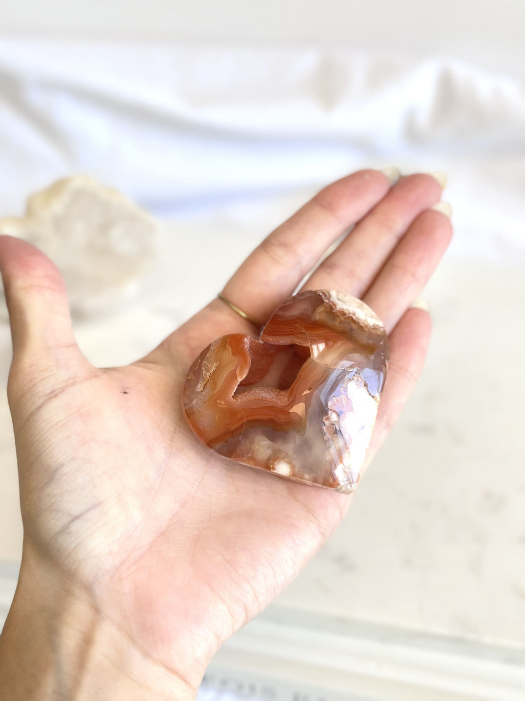 Cœur | Cornaline x agate fleur
