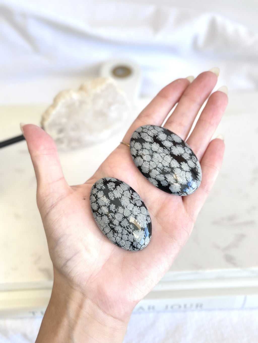 Pierre de paume | Obsidienne neige