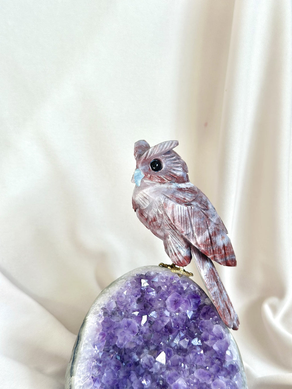 Cluster | Améthyste | Hibou jaspe rouge