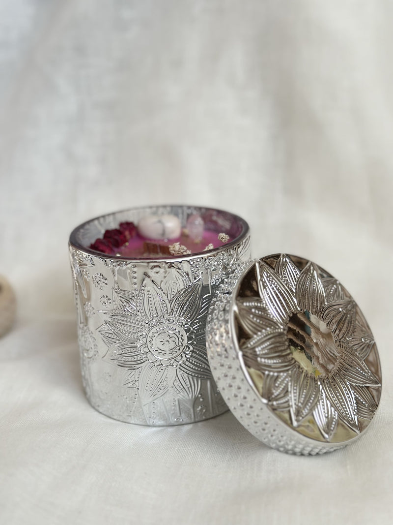 Bougie de luxe | Argent | Pointe quartz & howlite