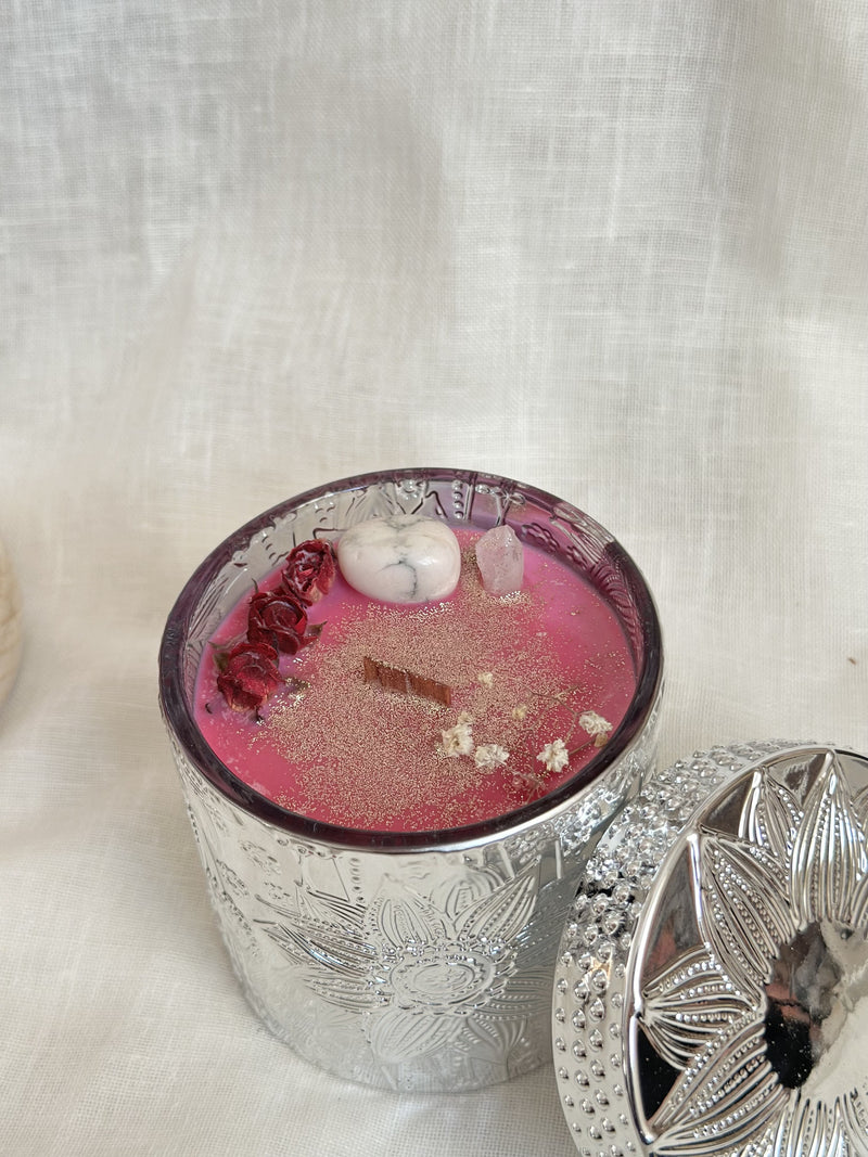 Bougie de luxe | Argent | Pointe quartz & howlite