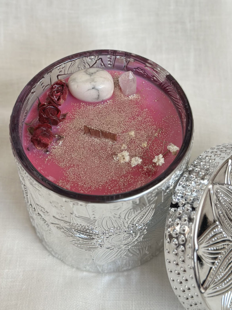 Bougie de luxe | Argent | Pointe quartz & howlite