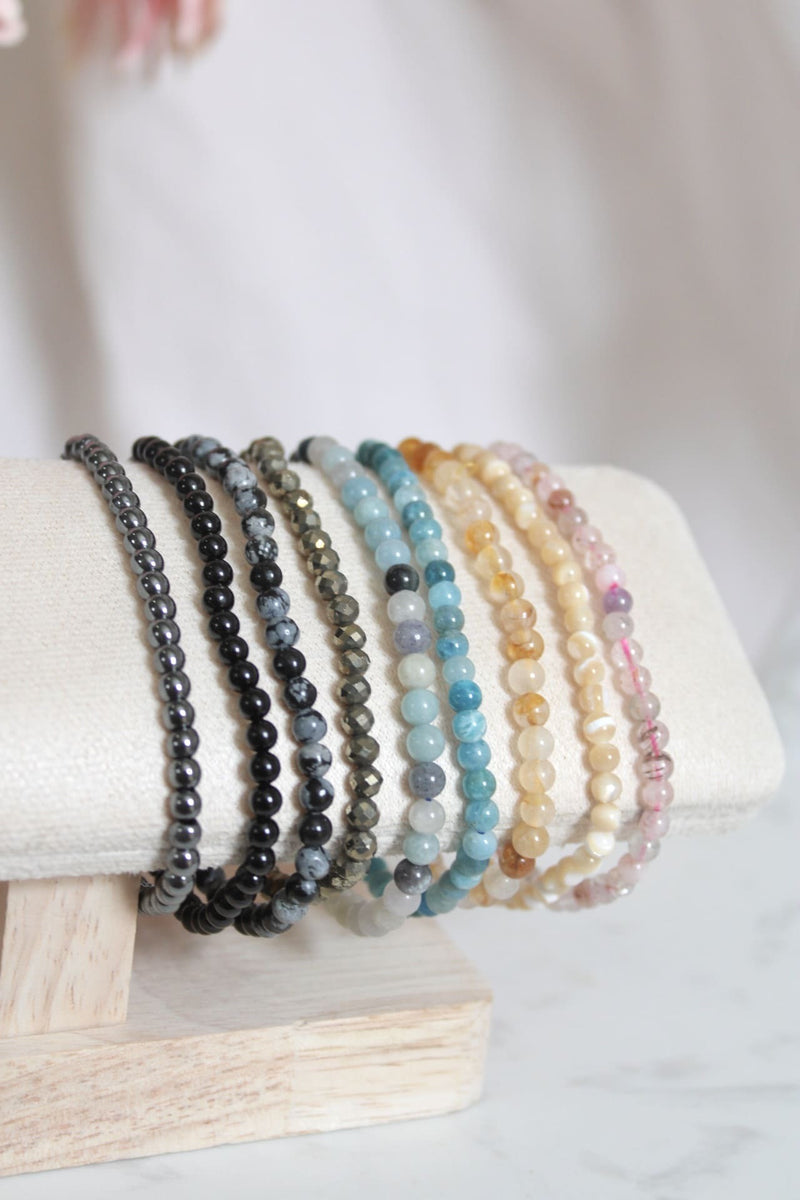 Bracelet | obsidienne flocon de neige  | 4mm