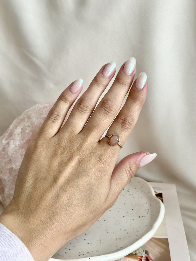 Bague | Aphéa | Pierre de lune pêche