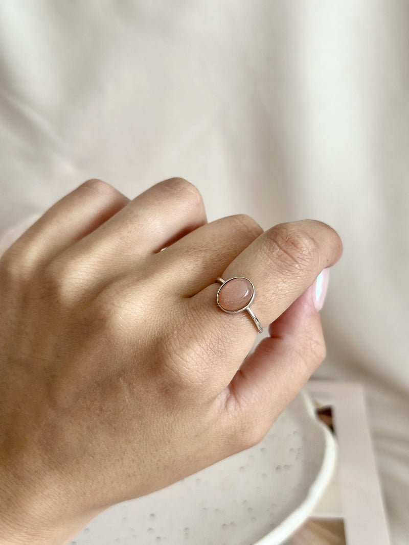 Bague | Aphéa | Pierre de lune pêche