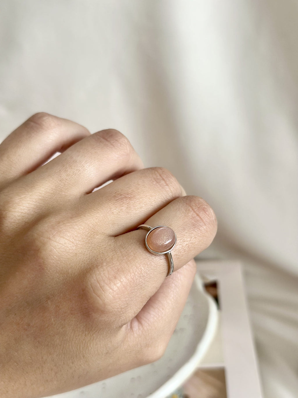Bague | Aphéa | Pierre de lune pêche