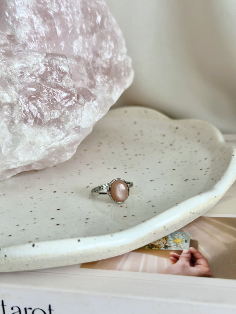 Bague | Aphéa | Pierre de lune pêche