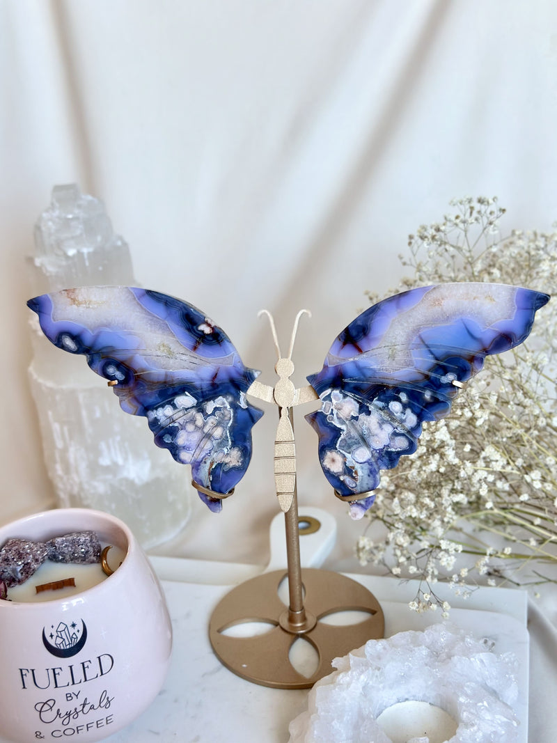 Papillon | Agate Fleur Bleue