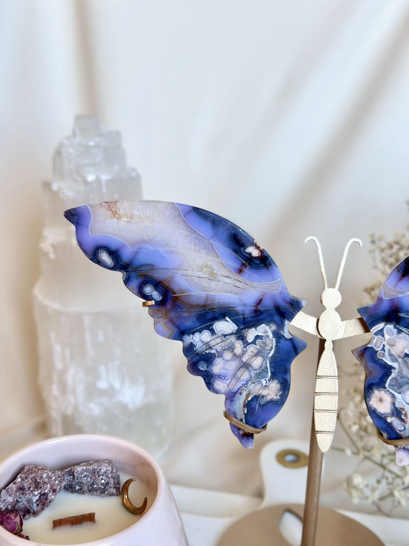 Papillon | Agate Fleur Bleue