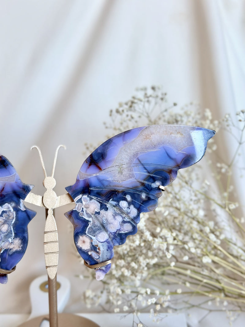 Papillon | Agate Fleur Bleue