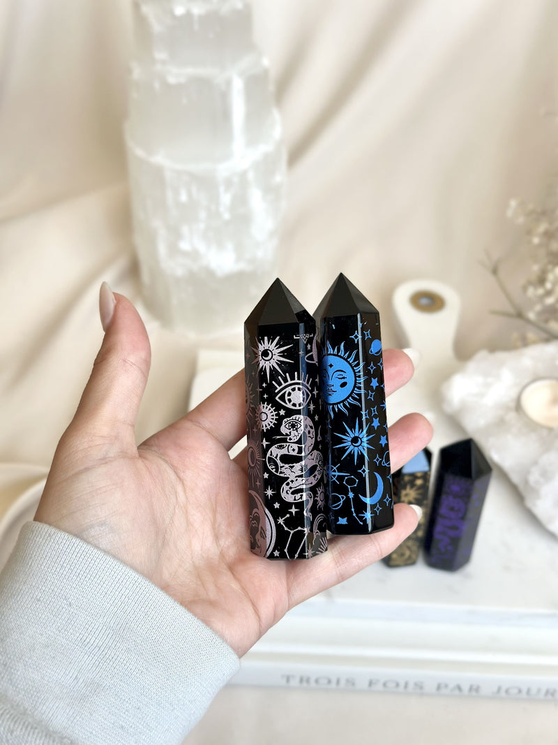 Tour | Obsidienne | Gravure mystique