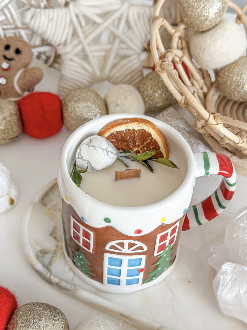 Chandelle | Tasse |  Maison pain d’épice festive