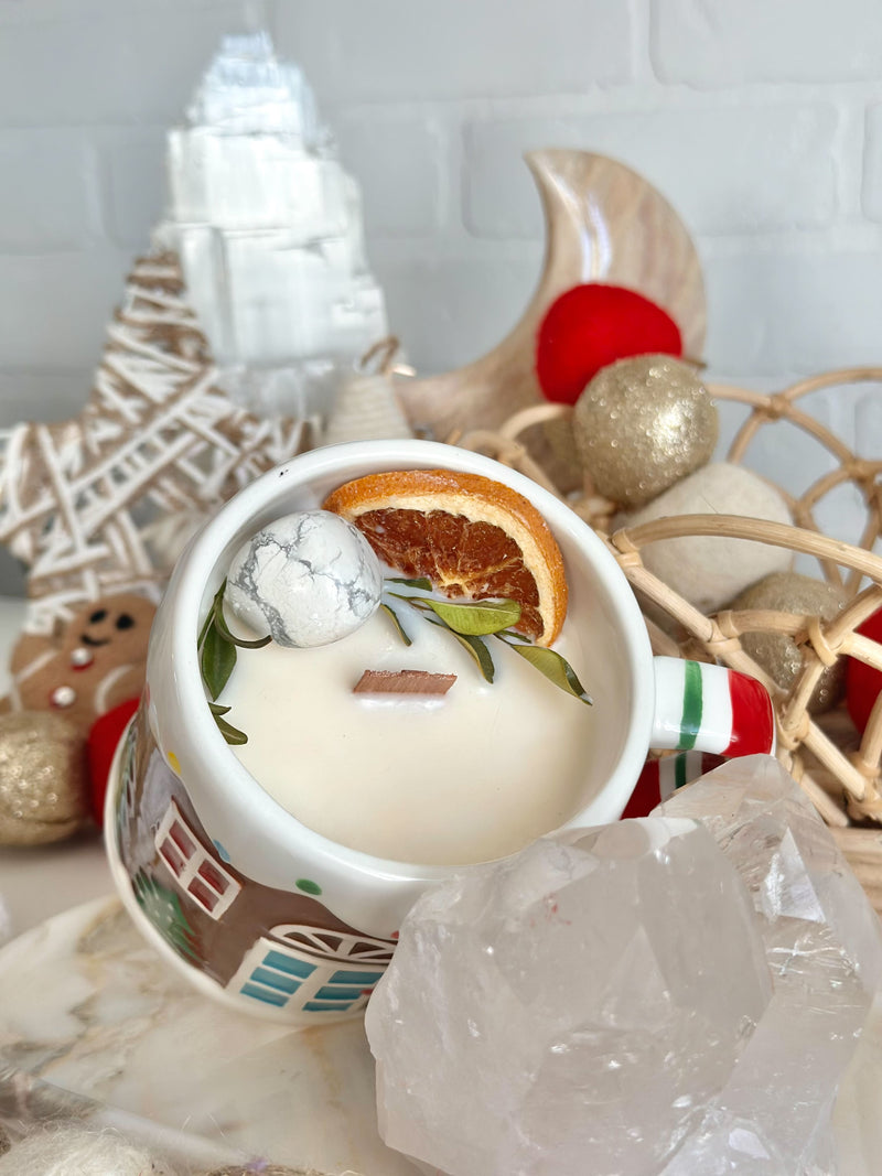 Chandelle | Tasse |  Maison pain d’épice festive