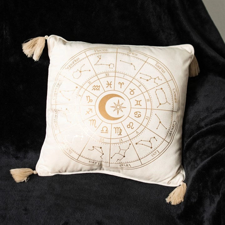 Coussin | Roue astrologique | Blanc cassé