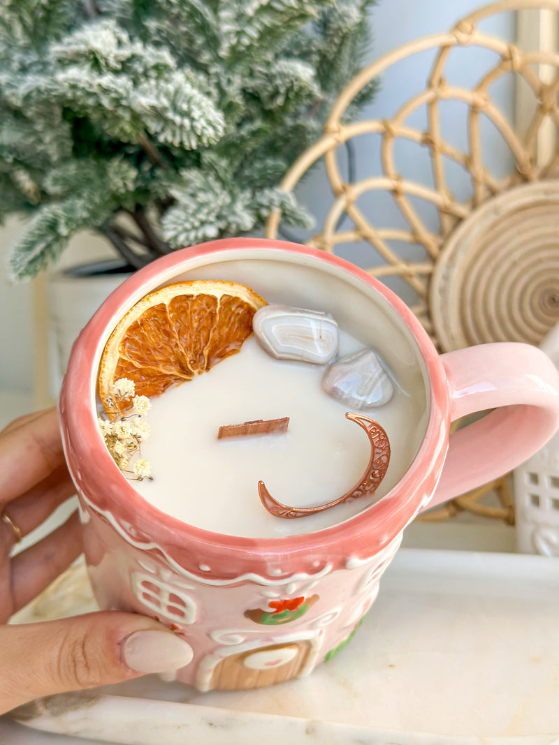 Chandelle | Tasse | Maison sucrée rose