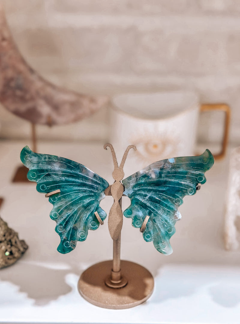 Papillon sur pied | Agate Mousse Verte