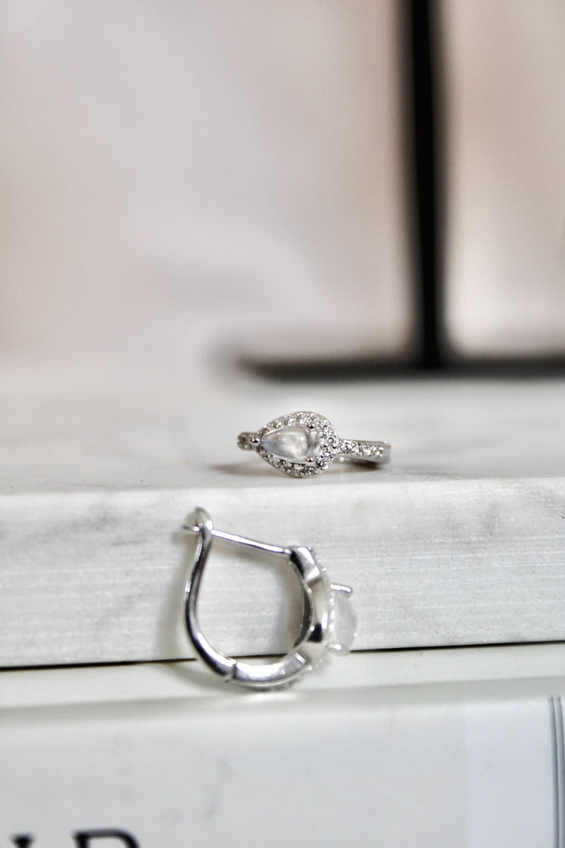 Boucles d'oreilles | Pierre de lune bleue