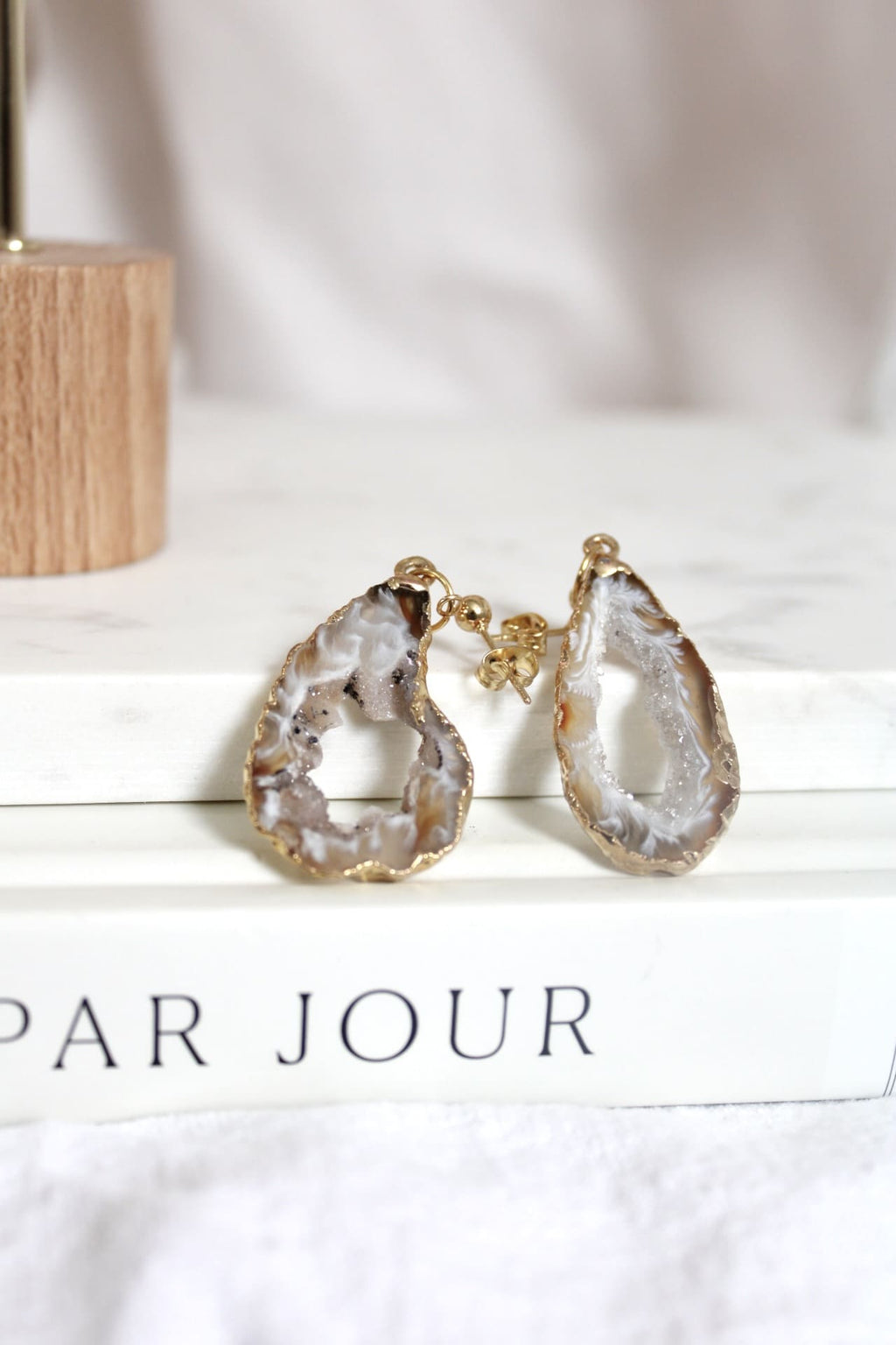 Boucle d’oreille | Géode d’agate