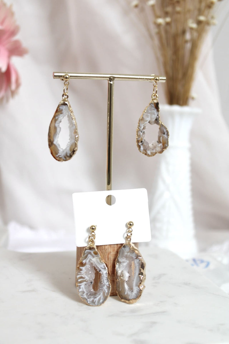 Boucle d’oreille | Géode d’agate