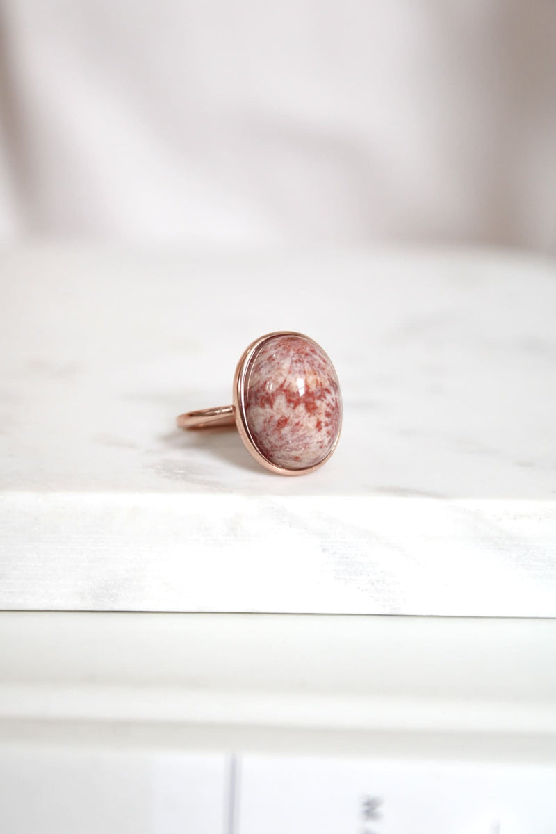 Bague | Or rose | Jade corail