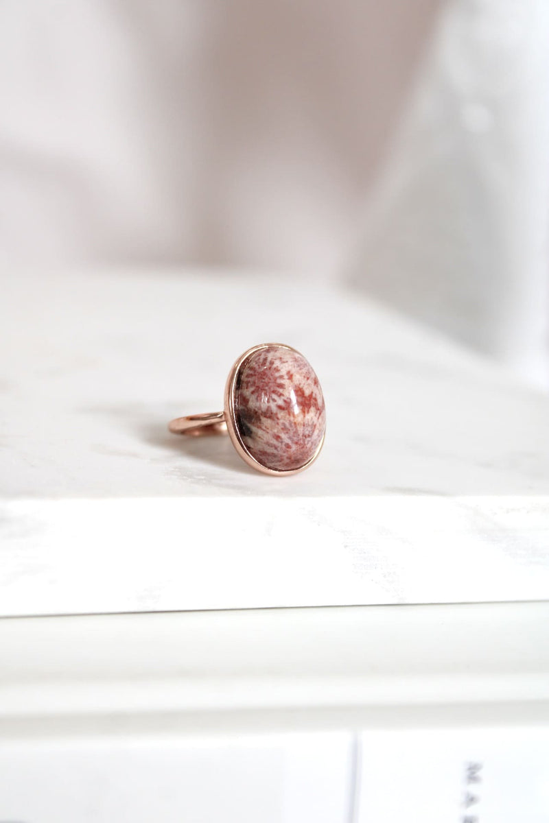 Bague | Or rose | Jade corail