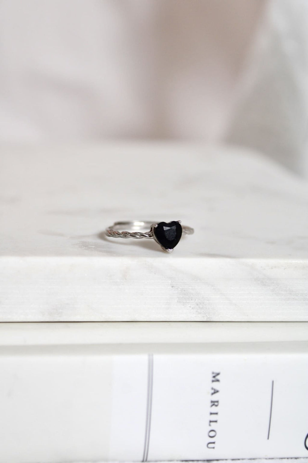 Bague | cœur | obsidienne