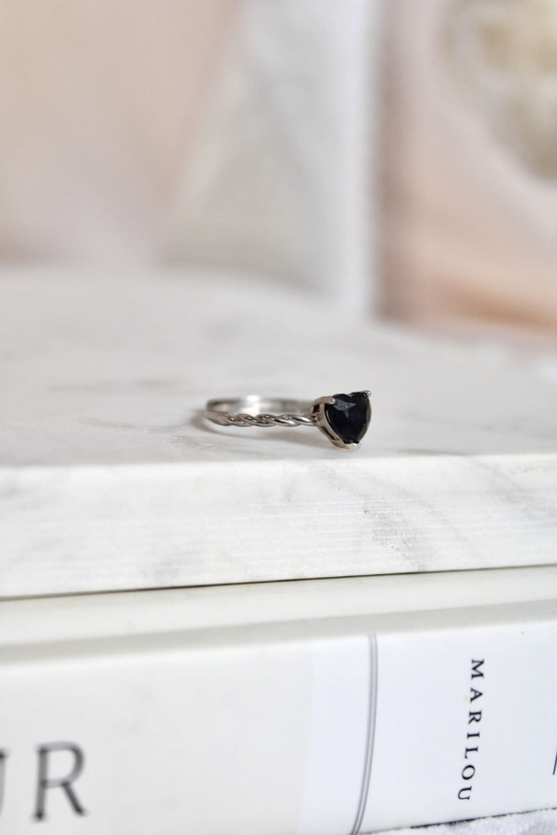 Bague | cœur | obsidienne