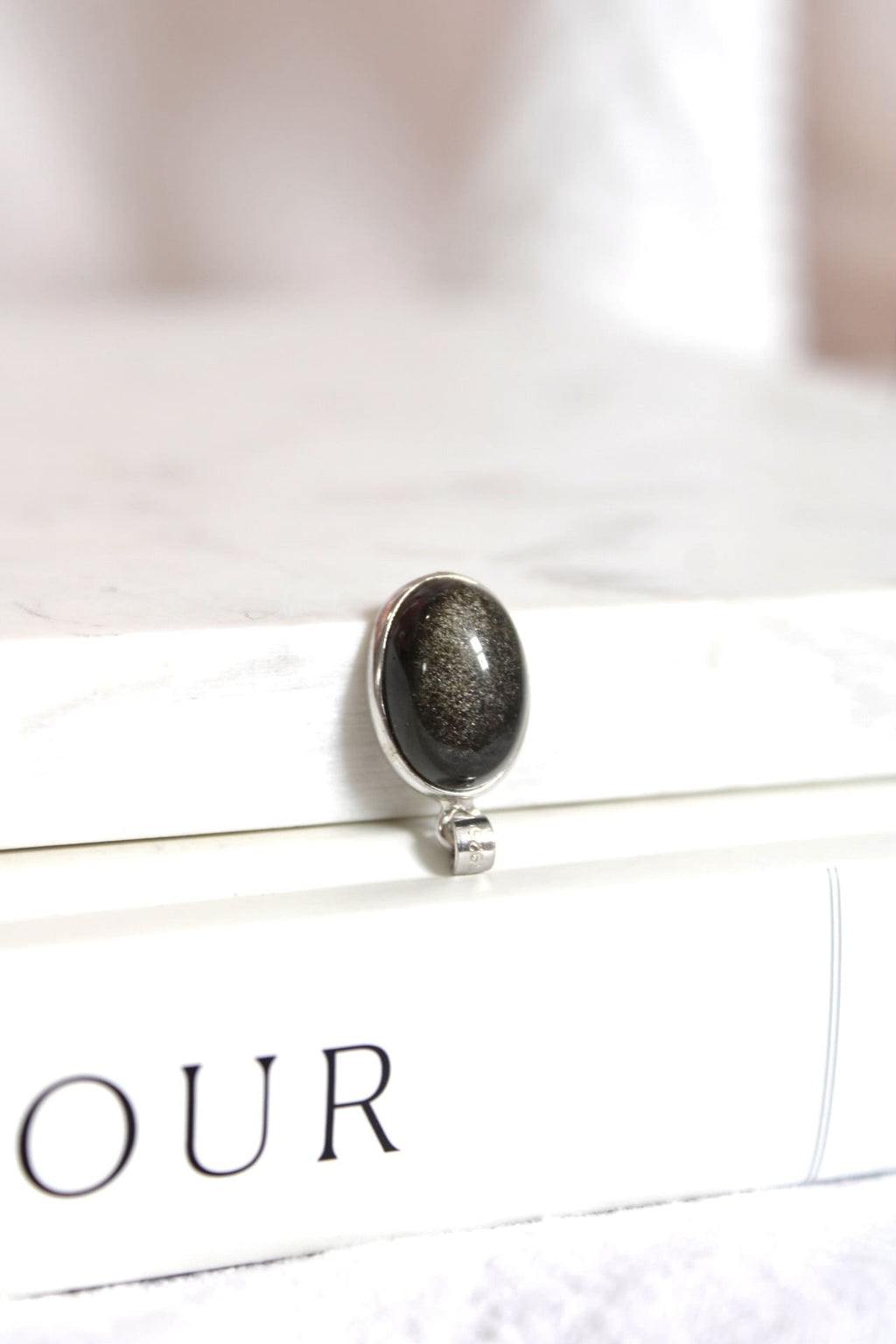 Pendentif | Oval | Obsidienne dorée