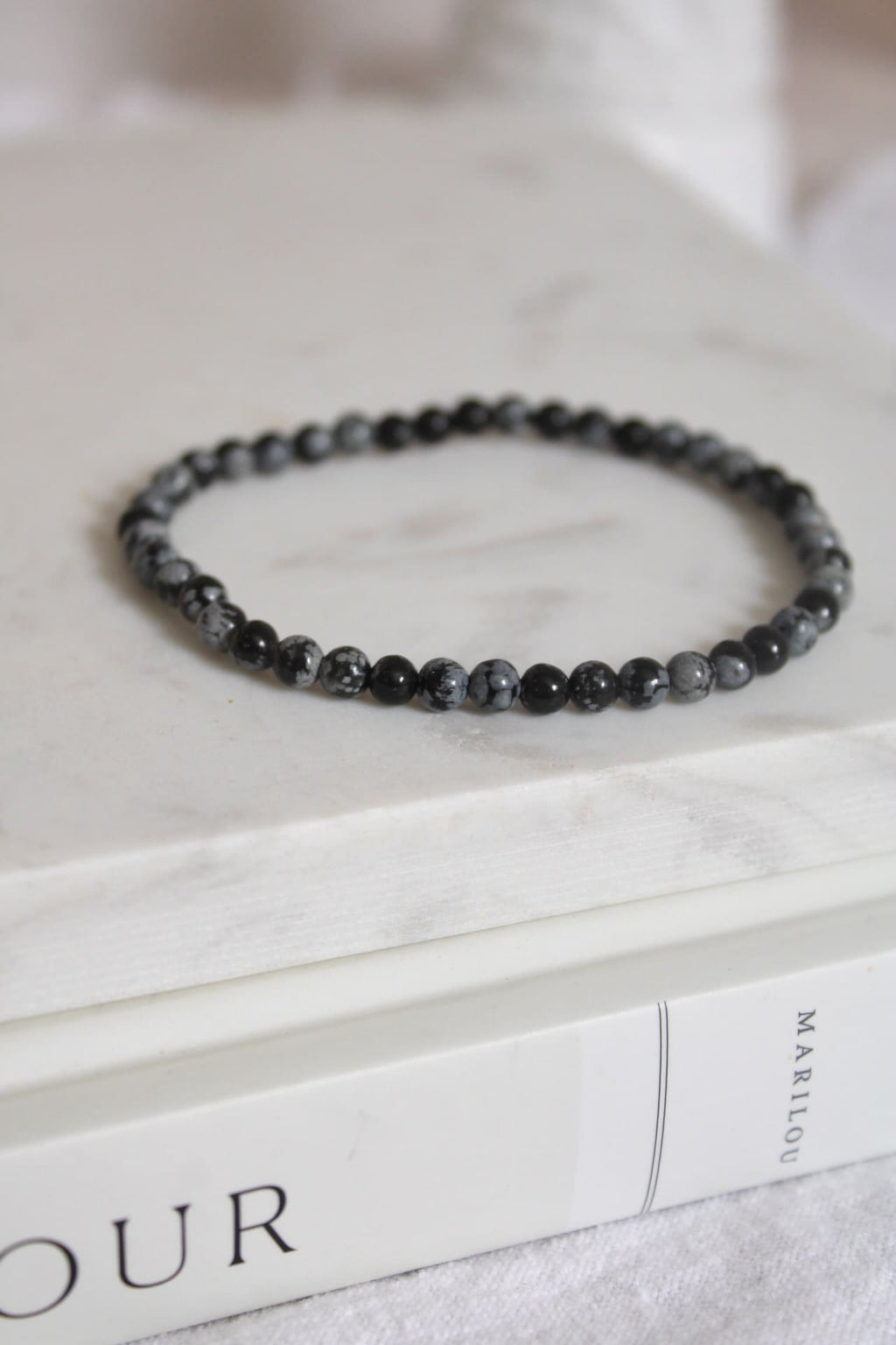 Bracelet | obsidienne flocon de neige  | 4mm