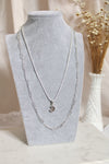 Collier | Chaîne argent double | Lune agate