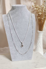 Collier | Chaîne argent double | Lune agate