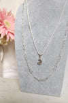 Collier | Chaîne argent double | Lune agate