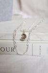 Collier | Chaîne argent double | Lune agate
