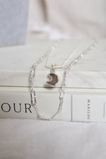 Collier | Chaîne argent double | Lune agate
