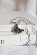 Collier | Chaîne maillons argent | Lune améthyste