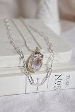 Collier | Chaîne argent double | Géode agate