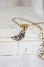 Collier | Chaîne maillons or | Lune améthyste